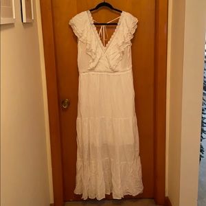 White ruffle maxi dress
